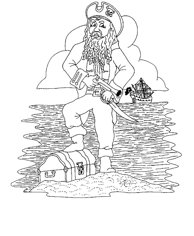 Plansa de colorat cu Pirati 2 12